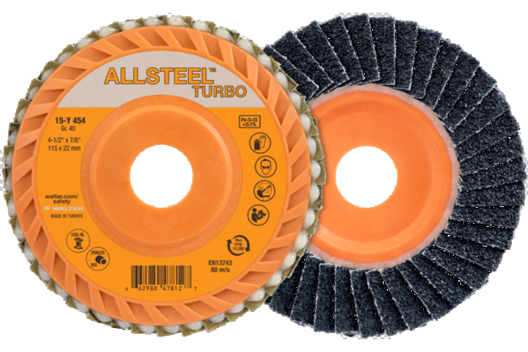 Allsteel 15Y506 ALLSTEEL TURBO ALU Flap Disc | Type 27 | 5" Diameter | 7/8" Arbor Hole | Zirconia Alumina 60 Grit | Sold by Box of 10