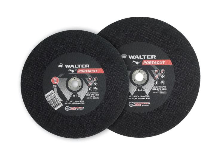 Walter Surface Technologies 11D143 PORTACUT Cut-Off Wheel | Type 1 | 14" Diameter | 1/8" Thickness | 1" Arbor Hole | C-24 Grade | Sold by Box of 10