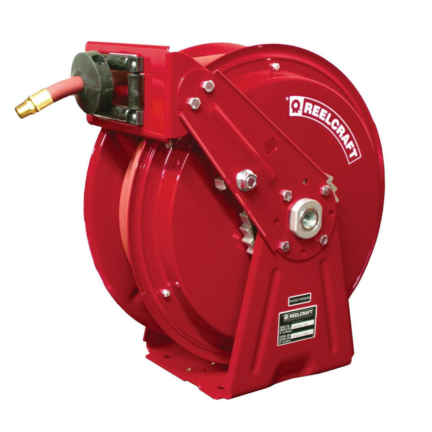 Reelcraft DP7850 OLP Heavy Duty Dual Pedestal Hose Reel | 1/2 in. Hose Diameter | 50 Ft. Hose Length | 300 Max PSI