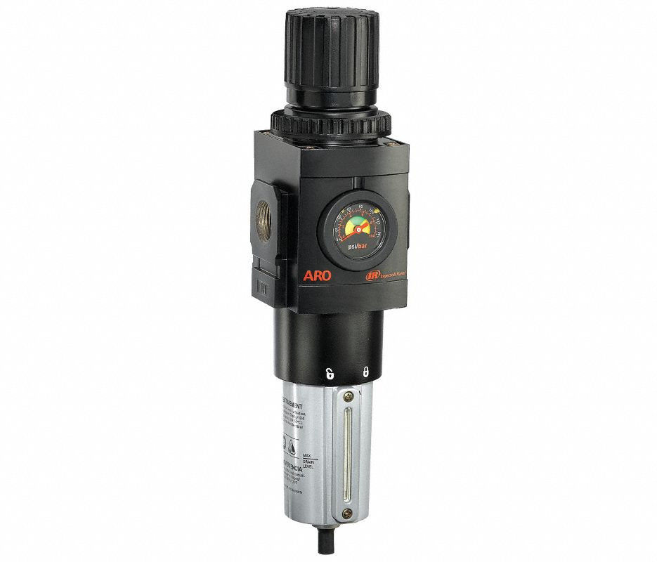 ARO P39464-614 Relieving Piggyback Filter-Regulator | 3000 Series | 1" Port Size | Metal Bowl with Gauge | 250 SCFM
