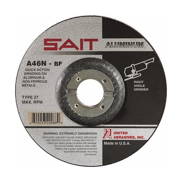 United Abrasives 1/4" Type 27 Aluminum Grinding Wheel | 20083| 7" Diameter