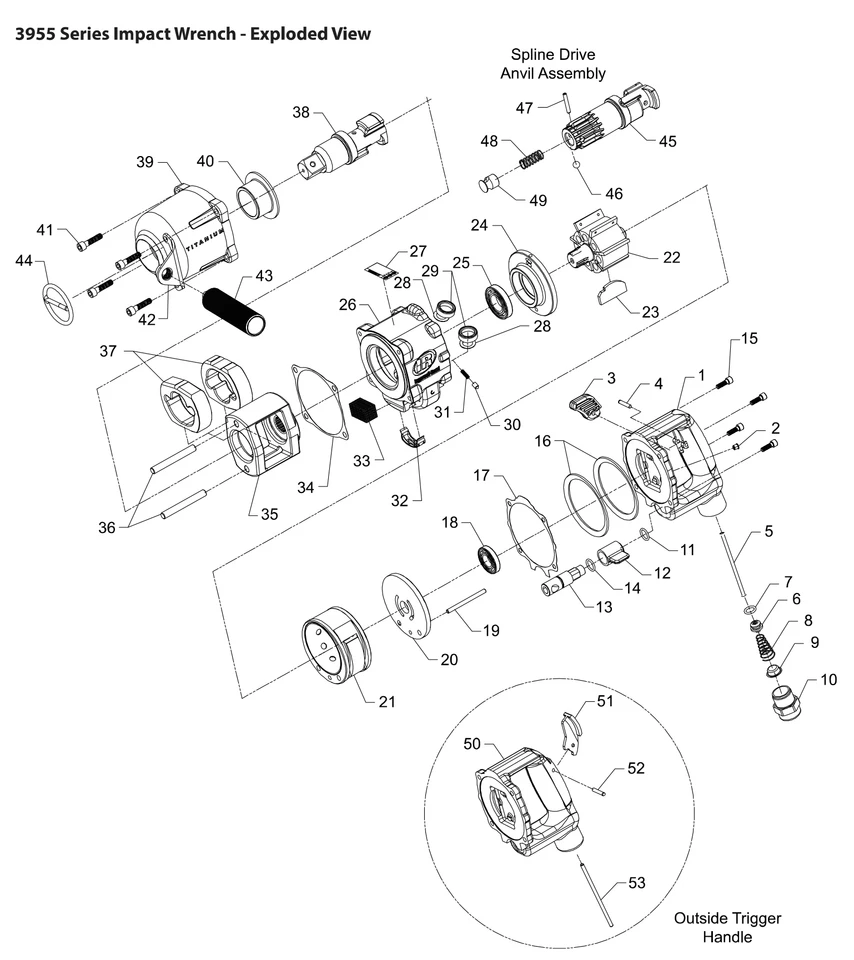 Ingersoll Rand 3955B2Ti Super Duty Air Impact Wrench | 1-1/2" Drive Size | 2750 RPM | 5000 (ft-lbs) Max Torque