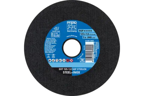 Pferd 69855 SGP STEELOX Type 1 Cut-Off Wheel | 5" Diameter | 7/8" Arbor Hole | 0.04" Thickness | Sold by Box of 25