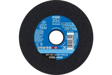Pferd 69857 SGP STEELOX Type 1 Cut-Off Wheel | 5" Diameter | 7/8" Arbor Hole | 0.045" Thickness | Sold by Box of 25