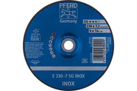 Pferd 61109 SG INOX Type 27 Grinding Wheel | 9" Diameter | 7/8" Arbor Hole | 1/4" Thickness | Sold by Box of 10