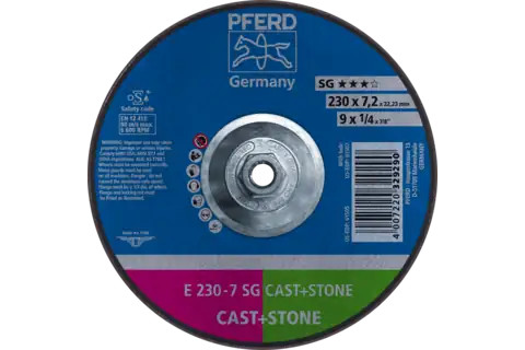Pferd 61507 SG CAST + STONE Type 27 Grinding Wheel | 9" Diameter | 5/8-11" Arbor Hole | 1/4" Thickness | Sold by Box of 10