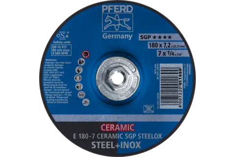 Pferd 60066 CERAMIC SGP STEELOX Type 27 Grinding Wheel | 7" Diameter | 5/8-11" Arbor Hole | 1/4" Thickness | Sold by Box of 10