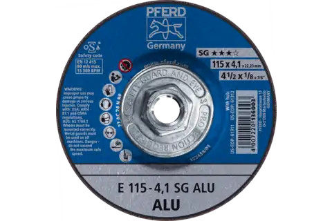 Pferd 61312 SG ALU Type 27 Grinding Wheel | 4-1/2"  Diameter | 5/8-11" Arbor Hole | 1/8" Thickness | Sold by Box of 10