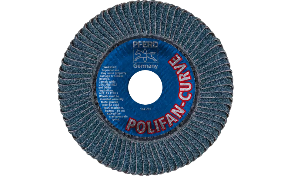 PFERD 67192 Polifan Flap Disc | 7/8" Arbor Hole | 4-1/2" Diameter | Zirconia Alumina 40 Grit | Radial Type | Sold by Box of 10