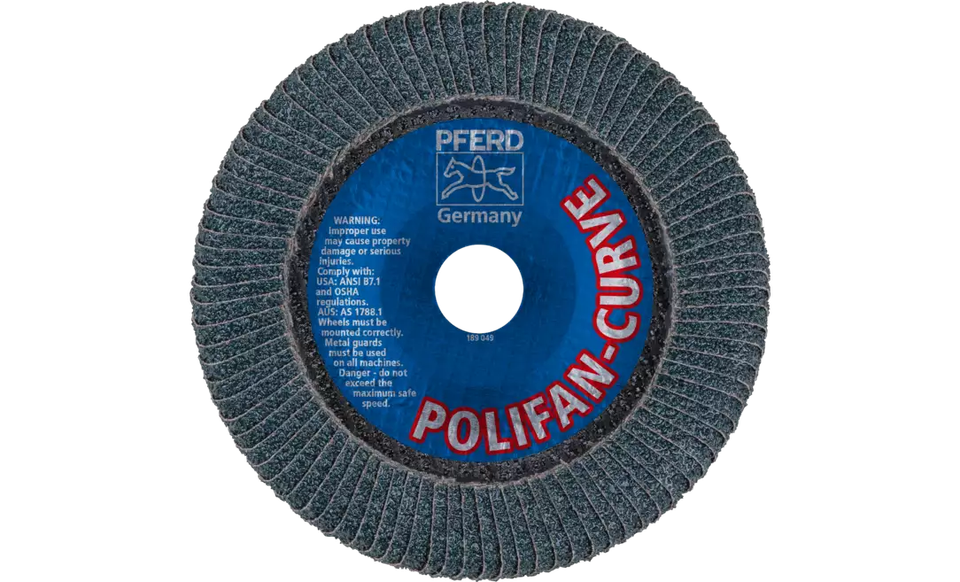 PFERD 67367 Polifan Flap Disc | 5/8-11" Arbor Hole | 6" Diameter | Zirconia Alumina 40 Grit | Radial Type | Sold by Box of 10