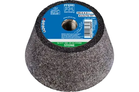 Pferd 61806 SG STONE Conical Cup Wheel | Shape 11 | 5" Diameter | 5/8-11" Arbor Hole | 2" Thickness | Sold by Box of 2