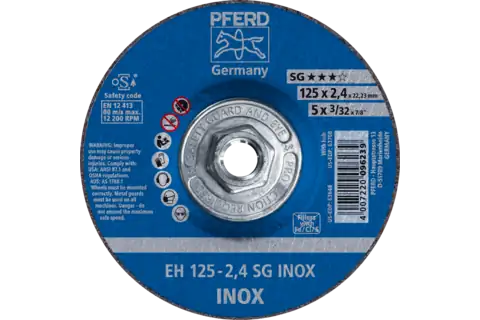 Pferd 63708 SG INOX Type 27 Cut-Off Wheel | 5" Diameter | 5/8-11" Arbor Hole | 3/32" Thickness | Sold by Box of 10