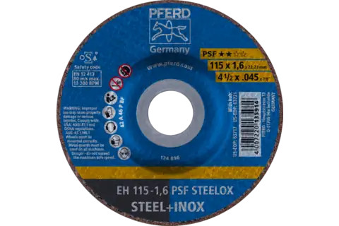 PFERD 63717 PSF STEELOX Type 27 Cut-Off Wheel | 4-1/2" Diameter | 7/8" Arbor Hole | .045" Thickness | Sold by Box of 25