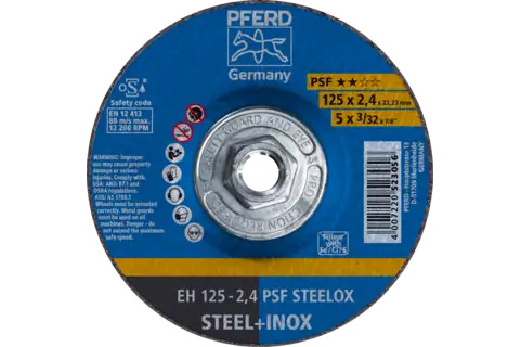 PFERD 63724 PSF STEELOX Type 27 Cut-Off Wheel | 5" Diameter | 5/8-11" Arbor Hole | 3/32" Thickness | Sold by Box of 10
