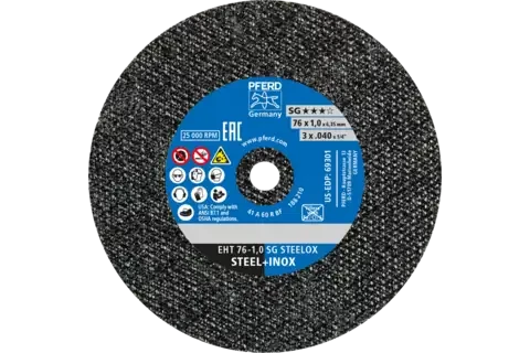 Pferd 69301 SG STEELOX Type 1 Cut-Off Wheel | 3" Diameter | 1/4" Arbor Hole | .040" Thickness | Sold by Box of 50