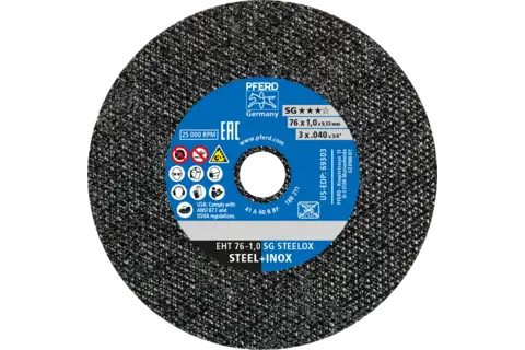 Pferd 69303 SG STEELOX Type 1 Cut-Off Wheel | 3" Diameter | 3/8" Arbor Hole | .040" Thickness | Sold by Box of 50