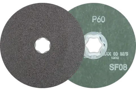 Pferd 40029 COMBICLICK Fibre Disc | 5" Diameter | 12200 RPM | Silicon Carbide 60 Grit | Sold by Box of 25