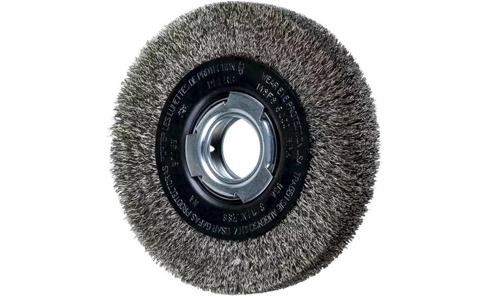 PFERD 81159 Medium Face Crimped Wire Wheel | 6" Diameter | 1-1/16" Width | Stainless Steel Wire (INOX)
