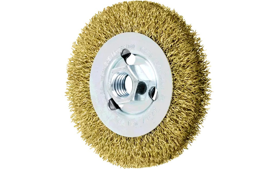 PFERD 82367 Crimped Wheel for Angle Grinders | 4" Diameter | 1/2" Width | Brass Wire | Box of 5