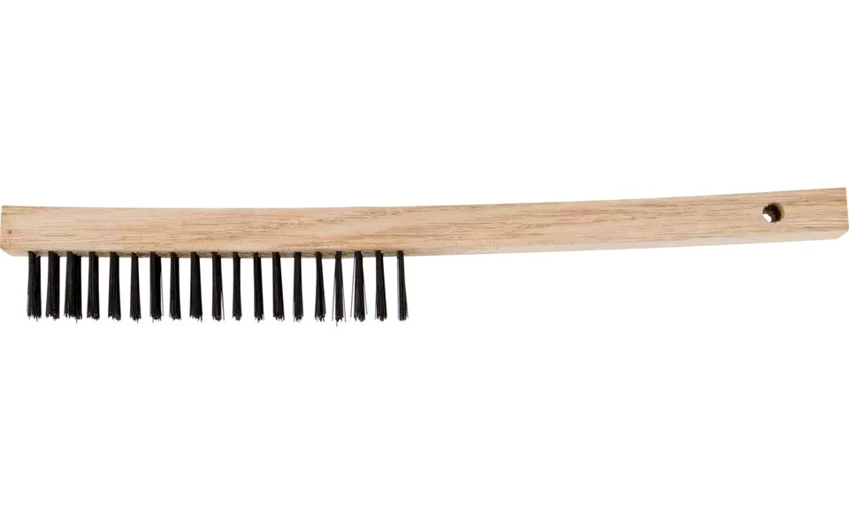 PFERD 85045 Curved Handle Synthetic Scratch Brush | Carbon Steel Wire | Box of 12