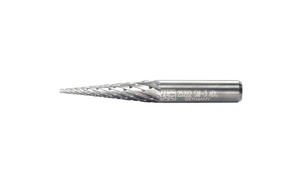 PFERD 25222 Carbide Bur | SCTI SM-3 | Cone Shape M with Pointed End | 1/4" Shank | Double Cut