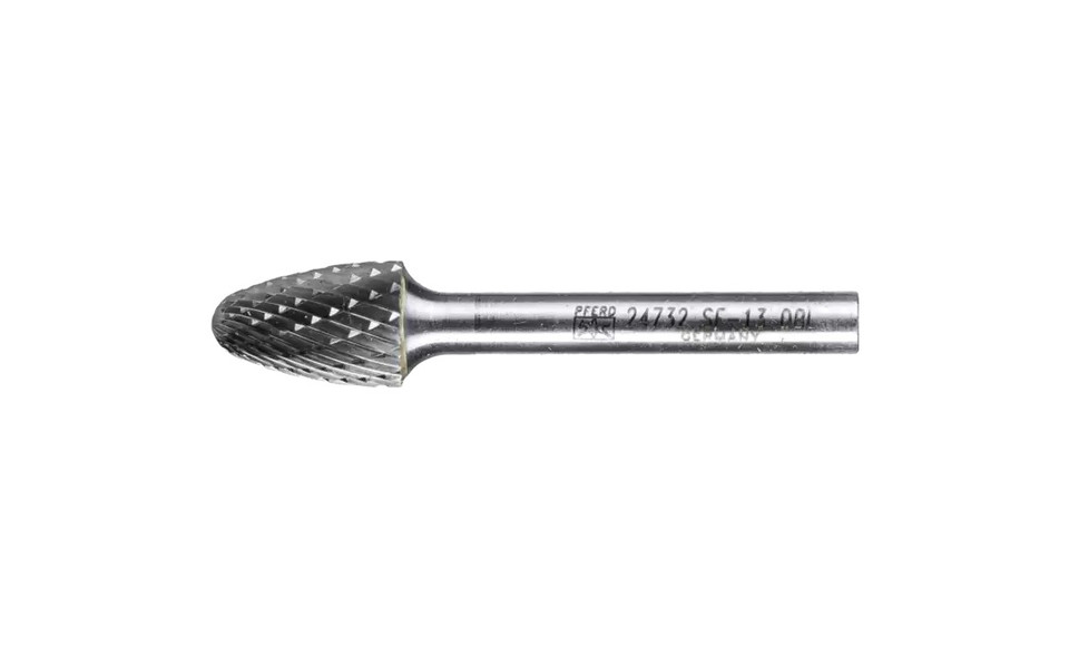 PFERD 24732 Carbide Bur | 1/2" Diameter | SCTI SF-13 | Tree Shape F with Radius End | Double Cut