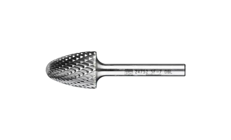 PFERD 24752 Carbide Bur | 3/4" Diameter | SCTI SF-7 | Tree Shape F with Radius End | Double Cut