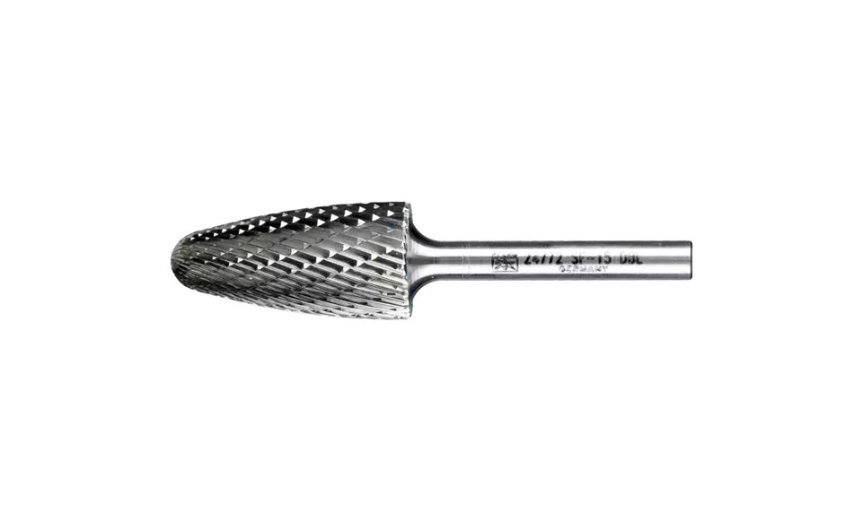 PFERD 24772 Carbide Bur | 3/4" Diameter | SCTI SF-15 | Tree Shape F with Radius End | Double Cut