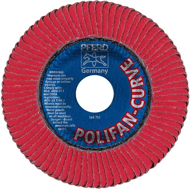 PFERD 67364 Polifan Flap Disc | 7/8" Arbor Hole | 5" Diameter | 12,200 RPM | 60 Grit Size | Sold by Box of 10