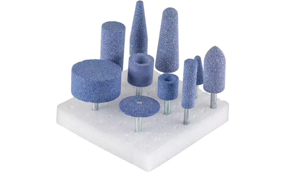 Pferd 39003 Mounted Point Set Kit | 10 Piece | 1/8" Shank | Ceramic Grain 46 Grit | Tough | Box of 1