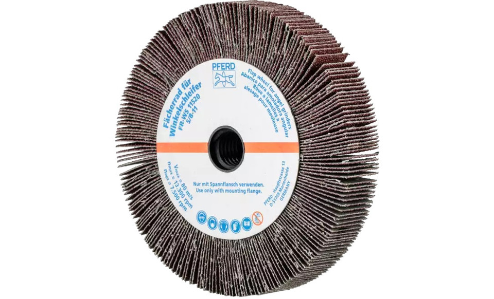 Pferd 45753 4-1/2" x 3/4" Unmounted Flap Wheel | 5/8-11" Thread | Aluminum Oxide 60 Grit | Box of 2