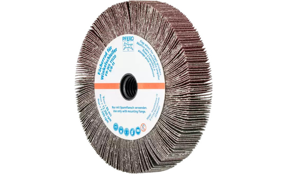 Pferd 45754 4-1/2" x 3/4" Unmounted Flap Wheel | 5/8-11" Thread | Aluminum Oxide 80 Grit | Box of 2