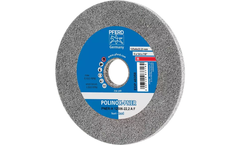 Pferd 48358 5" x 1/4" Non Woven Polinox Unitized Wheel | 6,100 Max. RPM | Aluminum Oxide Fine Grit | Hard | 8AM