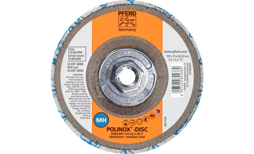 Pferd 48504 5" Non Woven Polinox Unitized Disk T27 Conical | 10,000 Max. RPM | Silicon Carbide Fine Grit | Medium Hard | 6SF