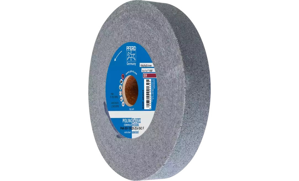 Pferd 48223 6" x 1" Non Woven Polinox Convolute Wheel | 5,100 Max.RPM | Silicon Carbide Fine Grit | Extra Hard | 10SF