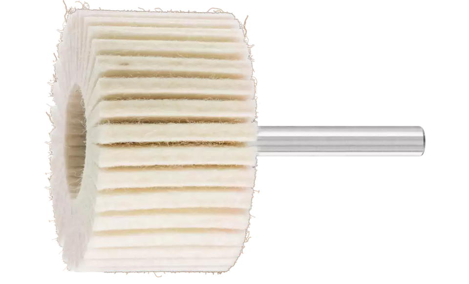 Pferd 48547 2" x 1"Polishing Mounted Felt Flap Wheel | 12,000 Max. RPM | 1/4" Shank Diameter | 1-1/2" Shank Length | Hard Grade | Sold by Box of 5