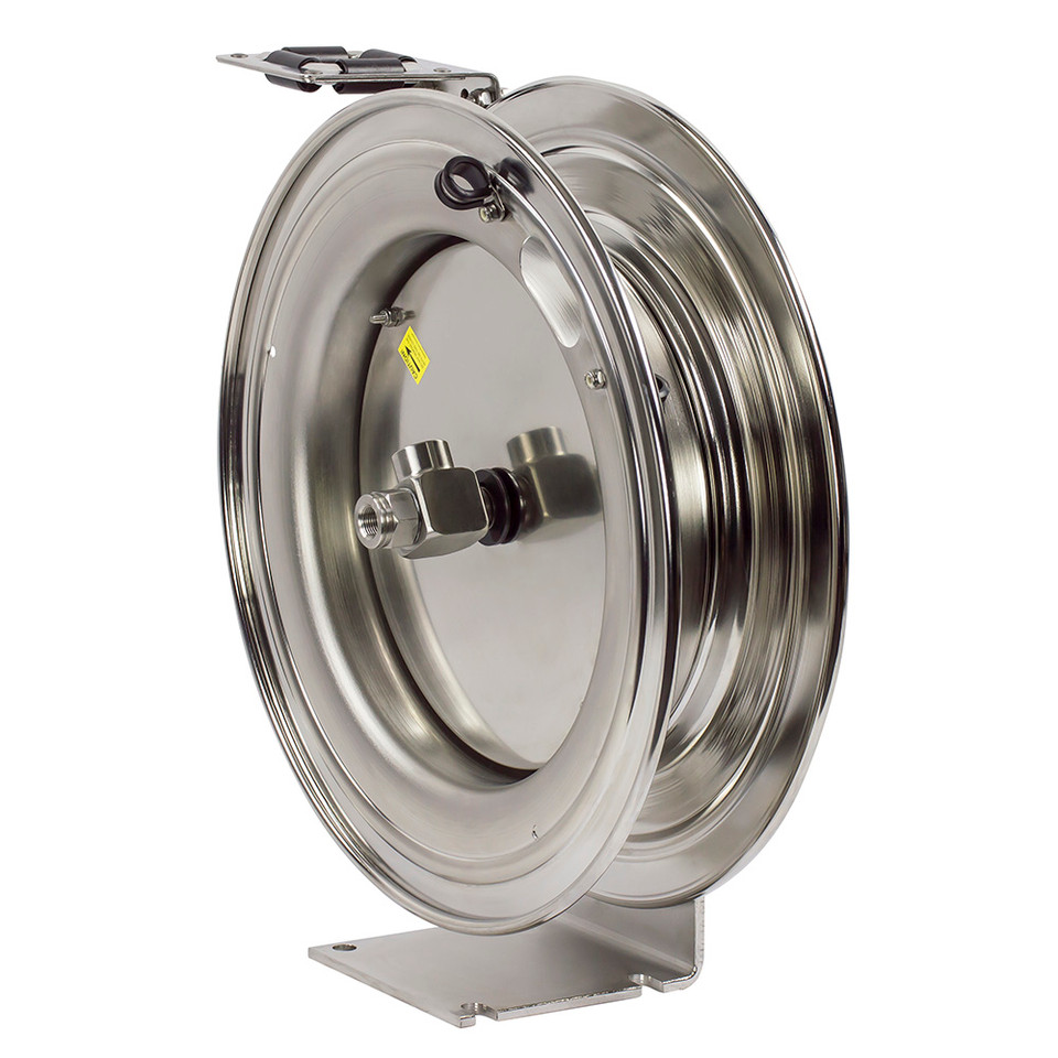 Coxreels P-LPL-350-SS Stainless Steel Spring Rewind Hose Reel | P-SS Series | 3/8" Hose Diameter | 50' Hose Length | 300 Max PSI | Less Hose