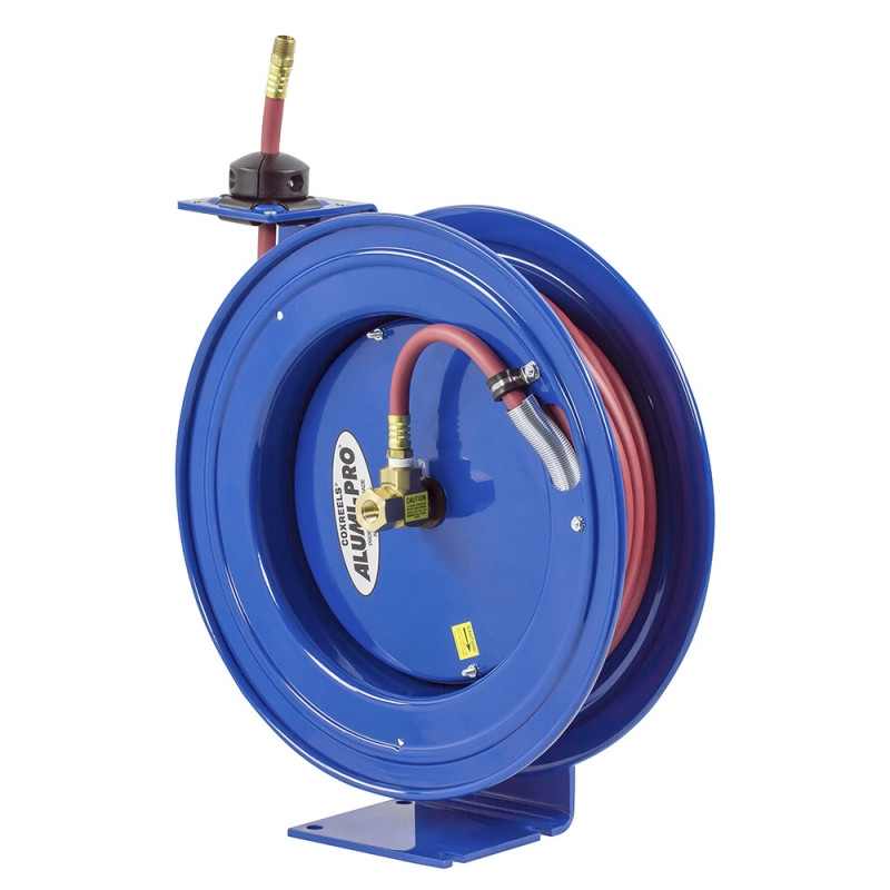 Coxreels P-LPL-350-AL Spring Rewind Hose Reel | Alumi-Pro Series | 3/8" Hose Diameter | 50' Hose Length | 300 Max PSI | Less Hose