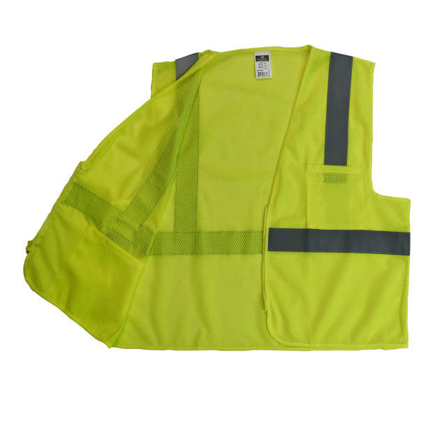 Radians SV2ZGMS Type R Class 2 Economy Mesh Safety Vest with Zipper | Hi-Vis Green | Small Size | Each