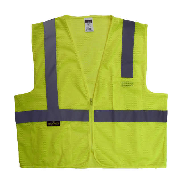 Radians SV2ZGMXL Type R Class 2 Economy Mesh Safety Vest With Zipper | Hi-Vis Green | X-Large Size | Each