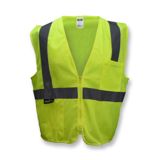 Radians SV2ZGM2X Type R Class 2 Economy Mesh Safety Vest With Zipper | Hi-Vis Green | 2X-Large Size | Each