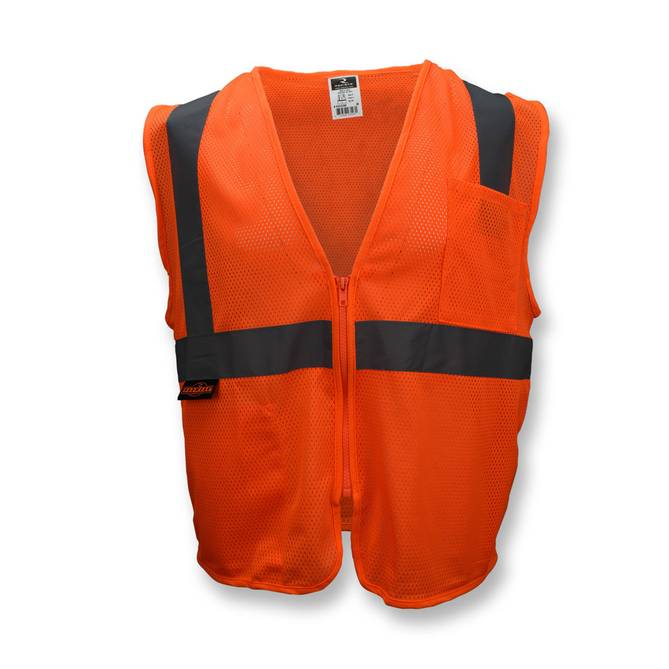Radians SV2ZOM4X Type R Class 2 Economy Mesh Safety Vest With Zipper | Hi-Vis Orange | 4X-Large Size | Each