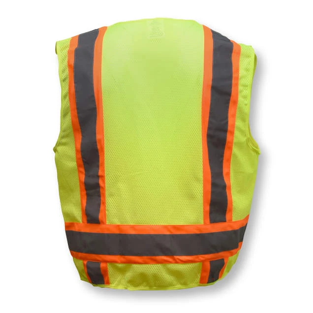 Radians SV6GS Type R Class 2 Two Tone Surveyor Solid/Mesh Safety Vest | Hi-Vis Green | Small Size | Each
