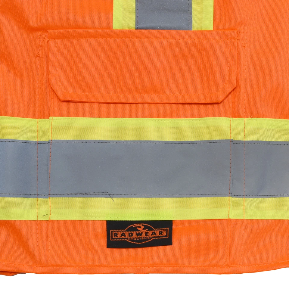 Radians SV6OL Type R Class 2 Two Tone Surveyor Solid/Mesh Safety Vest | Hi-Vis Orange | Large Size | Each