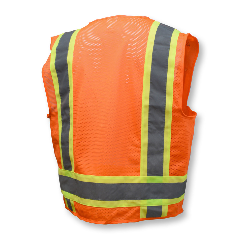 Radians SV6OXL Type R Class 2 Two Tone Surveyor Solid/Mesh Safety Vest | Hi-Vis Orange | X-Large Size | Each