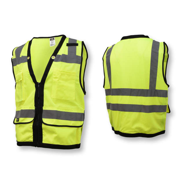 Radians SV59Z-2ZGD-2X Type R Class 2 Heavy Duty Surveyor Safety Vest With Zipper | Hi-Vis Green | 2X-Large Size | Case of 24 Units
