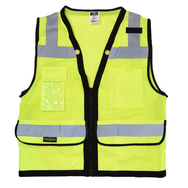 Radians SV59Z-2ZGD-3X Type R Class 2 Heavy Duty Surveyor Safety Vest With Zipper | Hi-Vis Green | 3X-Large Size | Case of 24 Units