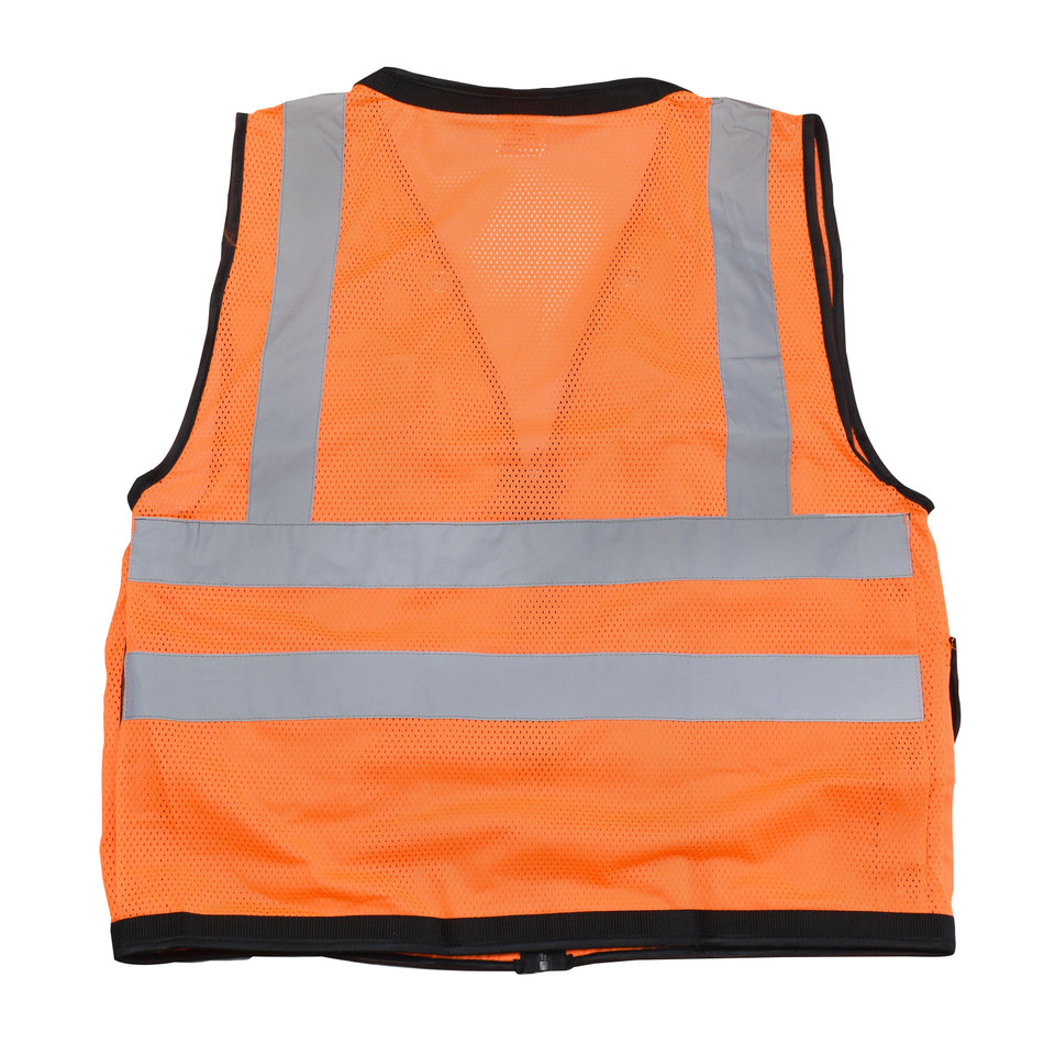 Radians SV59Z-2ZOD-S Type R Class 2 Heavy Duty Surveyor Safety Vest With Zipper | Hi-Vis Orange | Small Size | Case of 24 Units