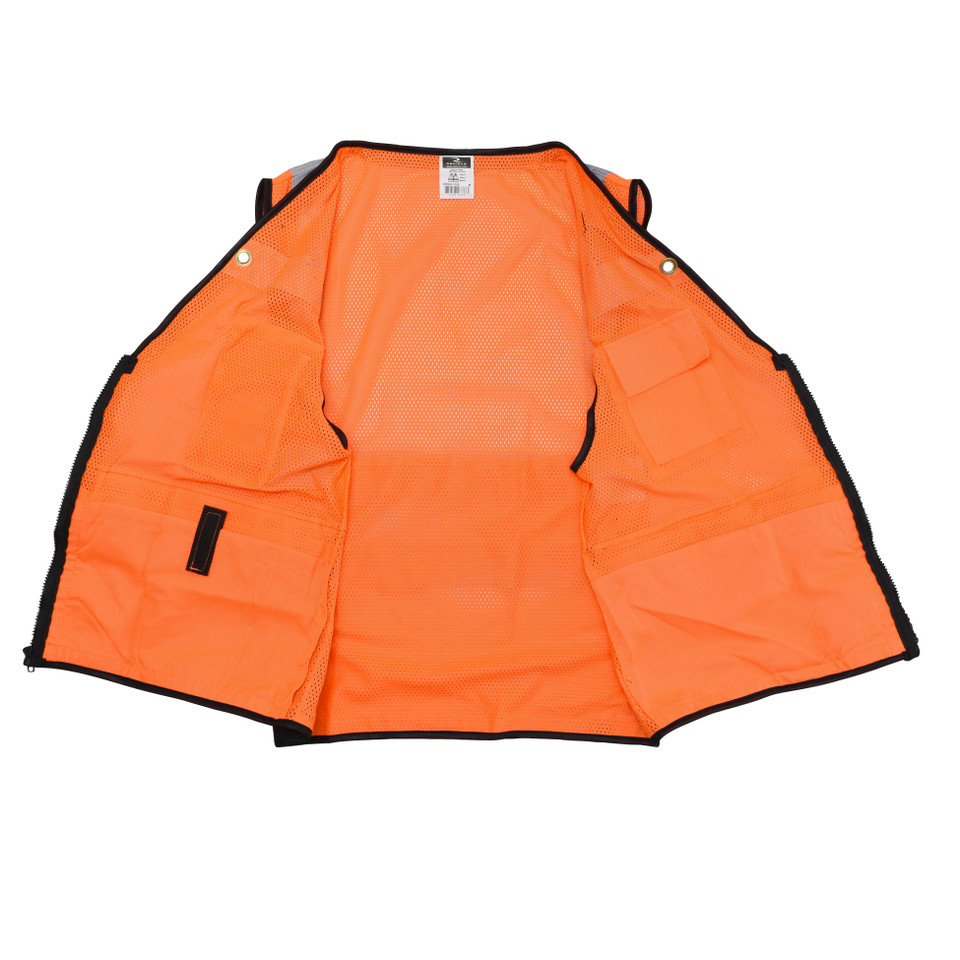 Radians SV59Z-2ZOD-3X Type R Class 2 Heavy Duty Surveyor Safety Vest With Zipper | Hi-Vis Orange | 3X-Large Size | Case of 24 Units