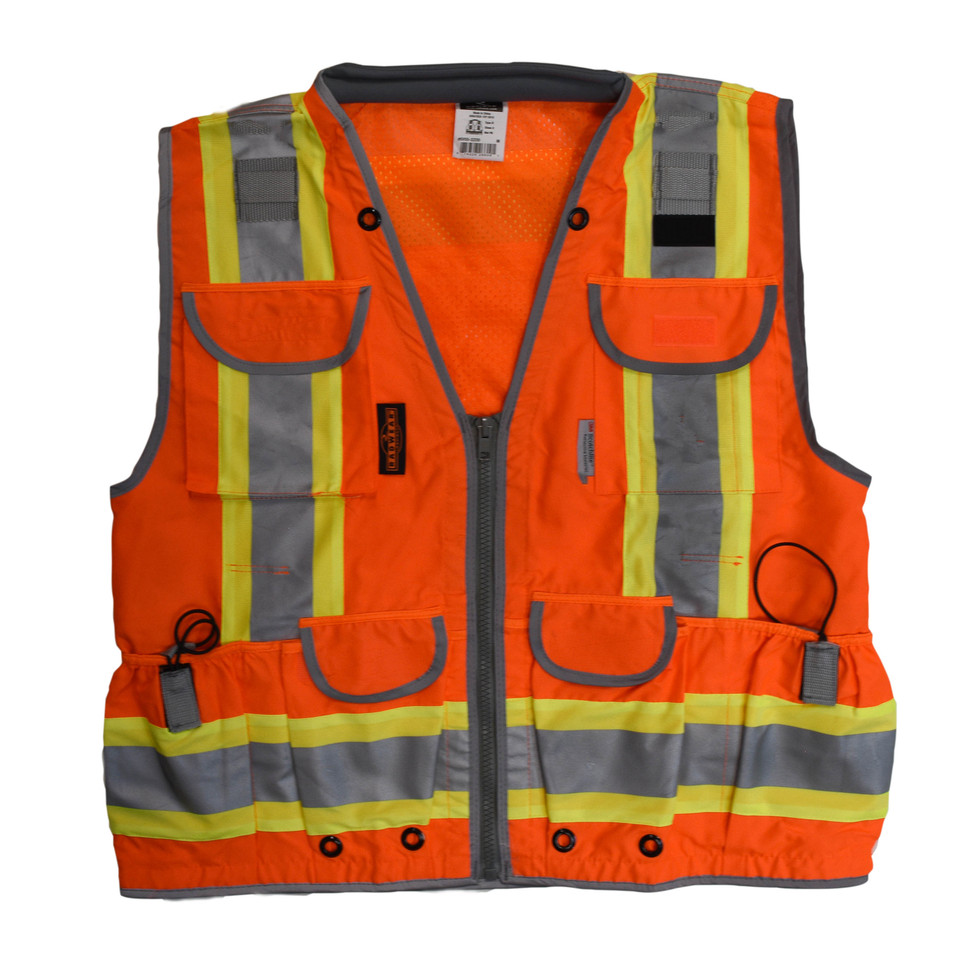 Radians SV55-2ZOD-S Type R Class 2 Heavy Duty Two Tone Engineer Safety Vest | Hi-Vis Orange | Small Size